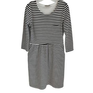 Laura Bianchi Made in Italy Black White Striped Dress Size Medium